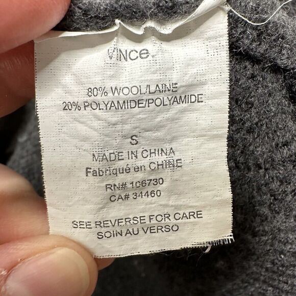 Vince. Womens Size Small 3/4 Sleeve Empire Button Front Wool Cardigan Dark Gray - Picture 8 of 11